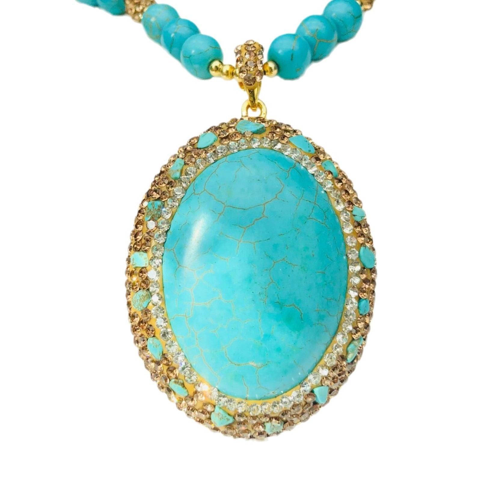 Natural turquoise pendant necklace in 51cm - 60cm | Handmade Tibetan by Namtso Arte