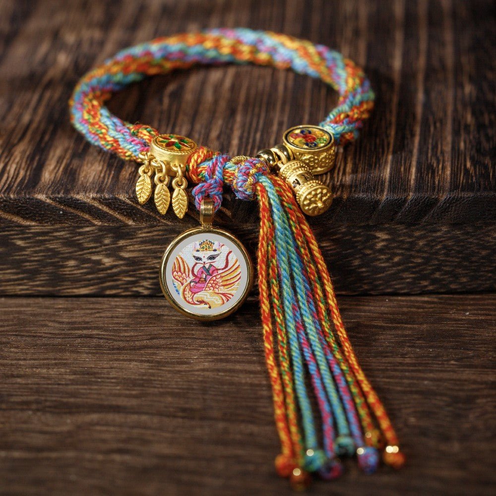 Thangka Tibetan rope bracelet, hand - twisted cotton rope woven bracelet, six - character True Words reincarnation bracelet in Blessing bracelet + Fox Fairy | Handmade Tibetan bracelet by Namtso Arte