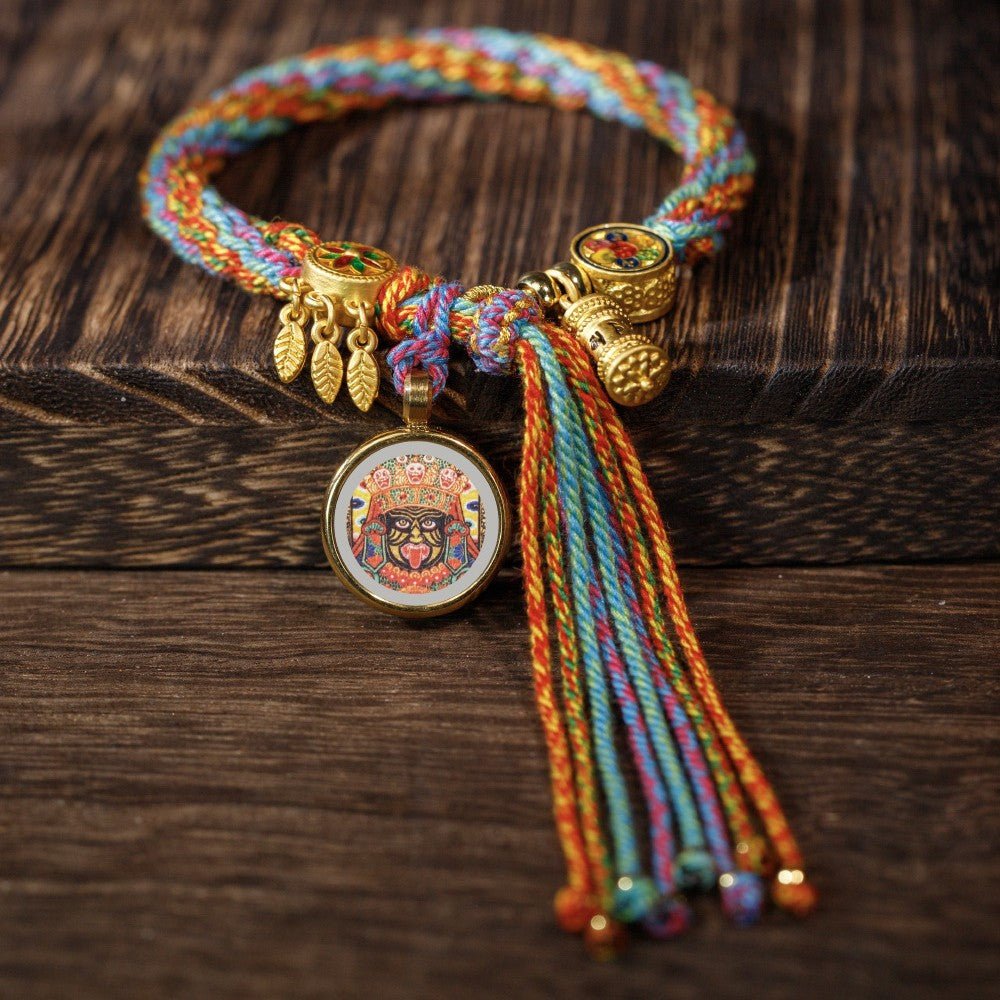 Thangka Tibetan rope bracelet, hand - twisted cotton rope woven bracelet, six - character True Words reincarnation bracelet in Blessing bracelet + zakiram | Handmade Tibetan bracelet by Namtso Arte